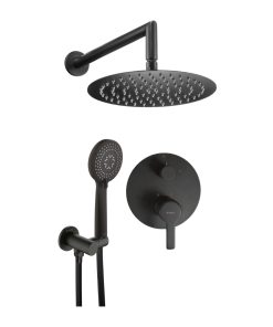 Set de dus cu baterie incastrata Deante Arnika Negru Mat