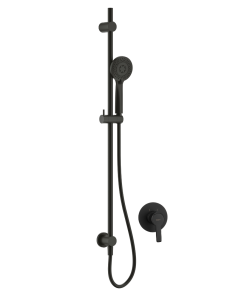 Set de dus cu montaj incastrat si bara glisanta Deante Arnika Negru Mat