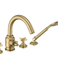 Baterie cu montare pe cada, para de dus inclusa, culoare bronz, Temisto