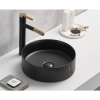 Lavoar rotund pe blat, cu riflaje 3D, negru mat Imperial Foglia