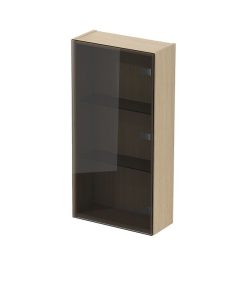 Dulap baie suspendat Cersanit Inverto, o usa sticla fumurie, 40 cm, stejar, montat