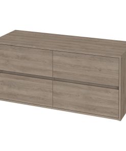 Dulap baie suspendat Cersanit Crea pentru lavoar, stejar, montat