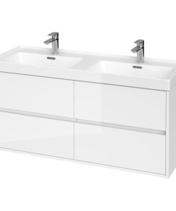 Dulap baie suspendat Cersanit Crea pentru lavoar incastrabil, 120 cm, alb, montat