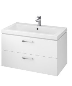 Set dulap baie cu lavoar incastrat Cersanit Lara, 80 cm, alb