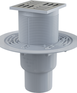 Sifon pardoseala cu gratar otel inoxidabil, 105x105 mm iesire verticala si guler izolatie APV201