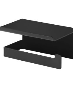Suport hartie igienia cu raft culoare neagra Deante, Mokko