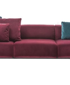 Canapea Kartell Largo Velluto design Piero Lissoni cu 3 locuri doua brate 301cm rosu cardinal