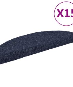 vidaXL Covorașe autocolante de scări, 15 buc, 65 x 21 x 4 cm, albastru