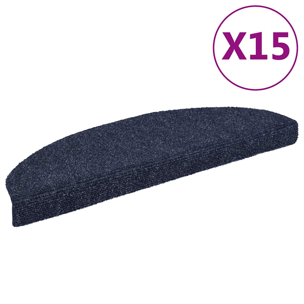 vidaXL Covorașe autocolante de scări, 15 buc, 65 x 21 x 4 cm, albastru