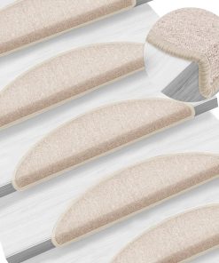 vidaXL Covorașe pentru trepte scară, 15 buc., gri taupe, 56x17x3 cm