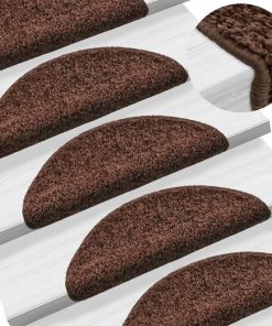 vidaXL Covorașe pentru trepte scară, 15 buc., maro, 56x17x3 cm