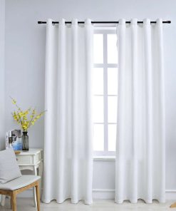 vidaXL Draperii opace cu inele metalice 2 buc. alb-ivoriu 140x225 cm