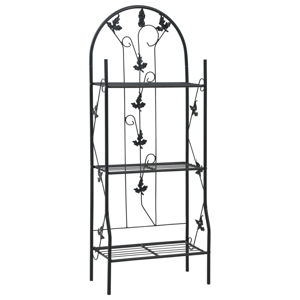 vidaXL Suport de plante, 3 niveluri, negru, 52 x 28 x 128 cm, fier