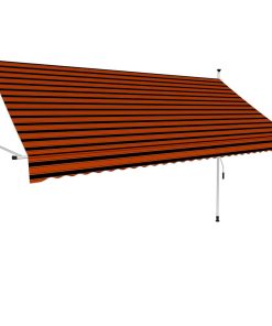 vidaXL Copertină retractabilă manual, portocaliu și maro, 300 cm