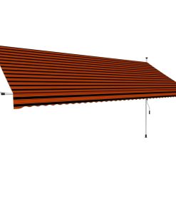 vidaXL Copertină retractabilă manual, portocaliu și maro, 400 cm