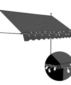 vidaXL Copertină retractabilă manual cu LED, antracit, 300 cm