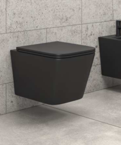 Set vas wc suspendat Karag LT 57E-UQ-MB Negru Mat Rimless si capac soft close