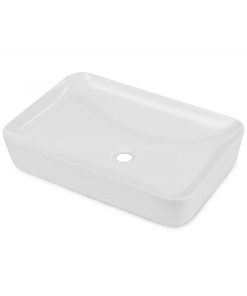 Lavoar pe blat alb lucios 60 cm, dreptunghiular, Deante Tess