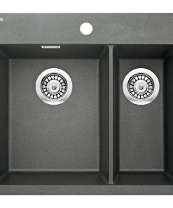 Chiuveta bucatarie compozit cu doua cuve, gri inchis mat, Deante Eridan