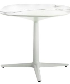 Masa Kartell Multiplo design Antonio Citterio 78x78cm h74cm blat cu finisaj marmura alb