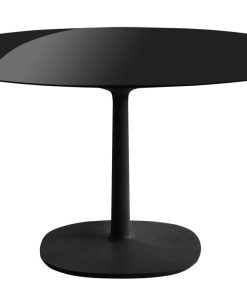 Masa rotunda Kartell Multiplo design Antonio Citterio d118cm h74cm baza patrata blat sticla negru