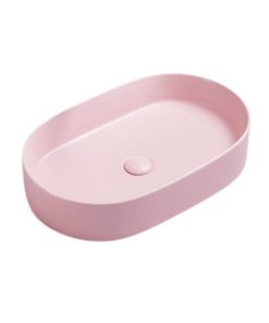 Lavoar baie roz mat montaj pe blat, ventil inclus, 60 cm, Adelais Foglia