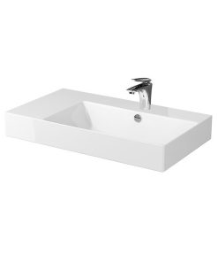 Lavoar suspendat alb 80 cm, dreptunghiular, stanga, Cersanit Inverto Rocklite