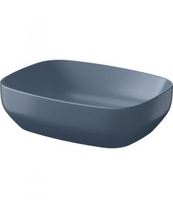 Lavoar pe blat albastru mat 50 cm, dreptunghiular, Cersanit Larga