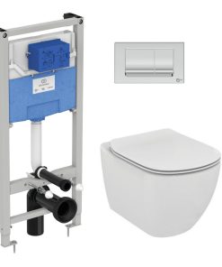 Pachet 4 in1 Ideal Standard Tesi, suspendat, SoftClose, Aquablade, alb - T387201