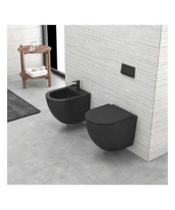 Set vas wc suspendat Karag Milos Negru Mat Rimless si capac soft close