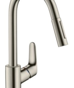 Baterie bucatarie Hansgrohe M4116-H240 ComfortZone 240 dus extractibil cu doua tipuri de jet finisaj Inox