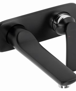 Baterie lavoar Kludi Balance de perete, pipa 185 mm, negru mat, necesita corp ingropat - 522468775