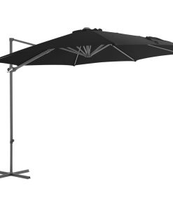 vidaXL Umbrelă consolă de grădină, stâlp din oțel, negru, 300 cm