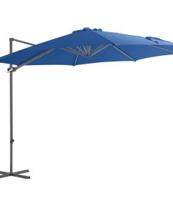 vidaXL Umbrelă în consolă, stâlp din oțel, albastru azuriu, 300 cm