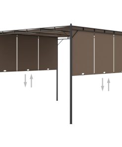 vidaXL Pavilion de grădină cu perdea laterală, gri taupe, 3x3x2,25 m