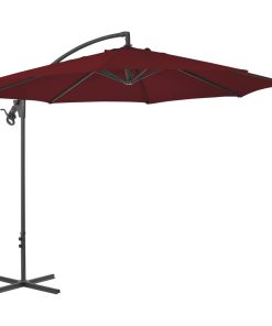 vidaXL Umbrelă suspendată cu stâlp din oțel, roșu bordo, 300 cm