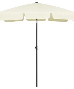 vidaXL Umbrelă de soare de plajă, galben nisipiu, 180x120 cm