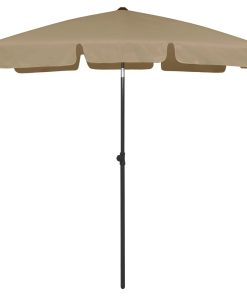 vidaXL Umbrelă de soare de plajă, taupe, 180x120 cm