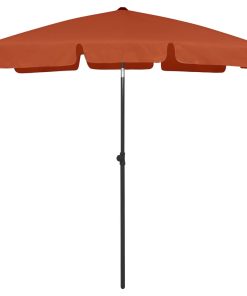 vidaXL Umbrelă de soare de plajă, cărămiziu, 180x120 cm