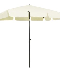 vidaXL Umbrelă de soare de plajă, galben nisipiu, 200x125 cm