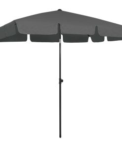 vidaXL Umbrelă de soare de plajă, antracit, 200x125 cm