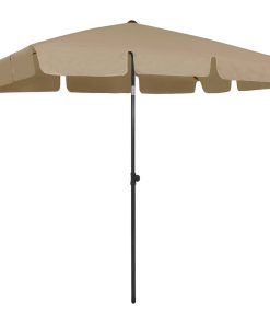 vidaXL Umbrelă de soare de plajă, taupe, 200x125 cm