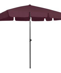 vidaXL Umbrelă de soare de plajă, roșu bordo, 200x125 cm