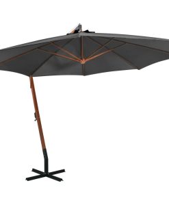 vidaXL Umbrelă în consolă cu stâlp, antracit, 3,5x2,9 m, lemn de brad