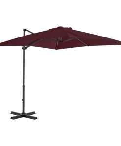 vidaXL Umbrelă în consolă cu stâlp din aluminiu, bordo, 250x250 cm