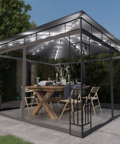 vidaXL Pavilion cu plasă anti-țânțari&lumini LED, antracit, 3x3x2,73 m