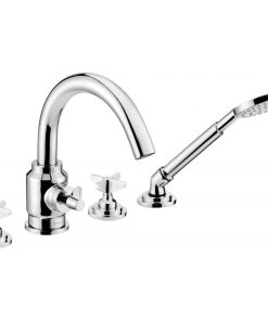 Baterie cu montare pe cada, para de dus inclusa, culoare crom, Temisto