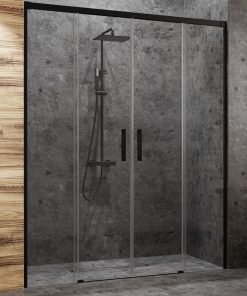 Usa de nisa dublu culisanta Radaway Idea Black DWD 160cm profil negru