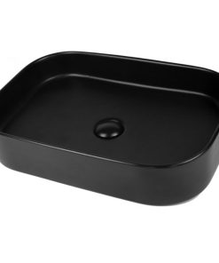 Lavoar baie pe blat negru mat 55 cm, dreptunghiular, Fluminia Capri