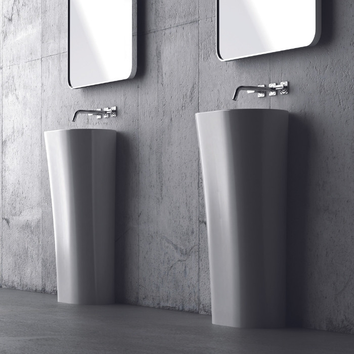 Lavoar baie Vera44, mineralicast, alb lucios, montaj la perete